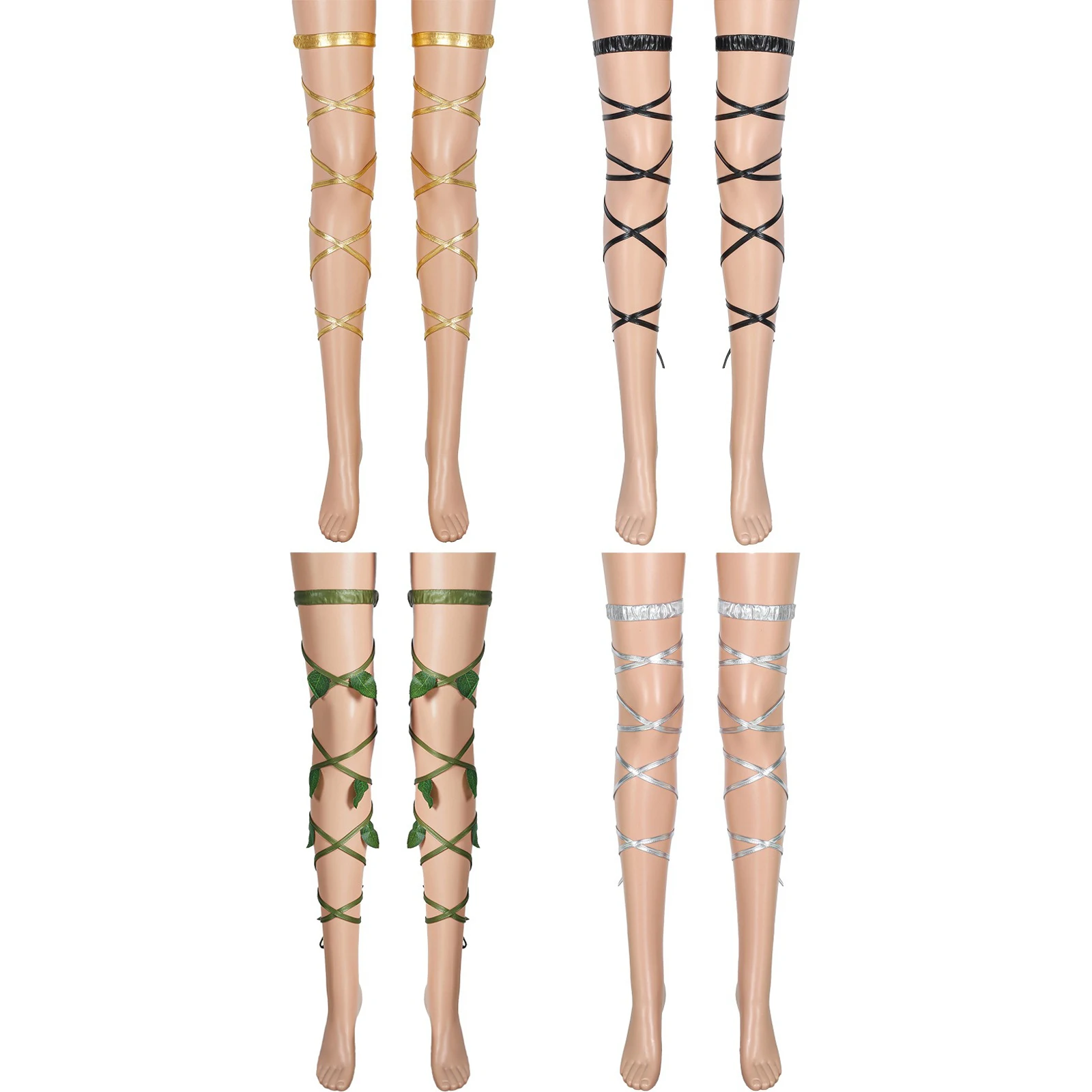 

Festival Rave Outfit Patent Leather Garter Leg Wrap for Women Elastic Non-slip Strap Music Concert Accessories