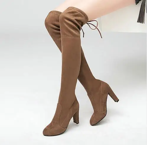 Over The Knee Women Boots Botas Mujer Invierno 2023 New In Stretch Fabrics High Heel Slip on Shoes Pointed Toe Long Botte Femme