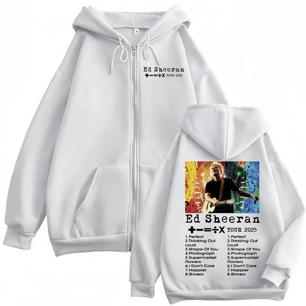 Ed Sheeran Tour 2025 Graphic Zipper Hoodie High Quality Fashion Zip Up Hooded Sweatshirts Men Women Casual Oversized Pullovers