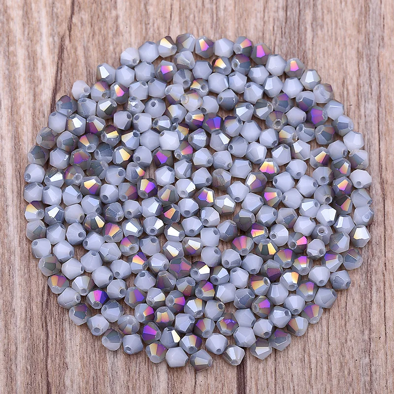 300 Stück exquisite 4 mm Doppelkegel lose Kristallperlen für Schmuckherstellungszubehör 061-080