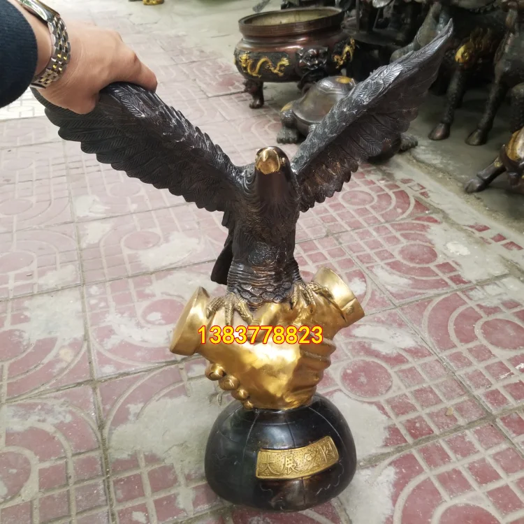 51CM Huge TOP business ART Success Auspicious Arabia Eagle Falcon bronze statue-HOME office company efficacious Mascot