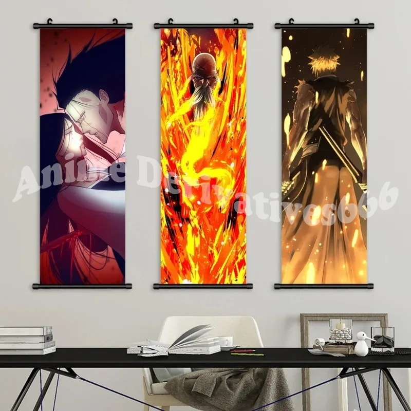 1pc Anime Style Plastic Hanging Painting Cartoon Scroll Picture Bleach Canvas Posters Art For Home Decor