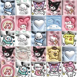 Autocollants 3D My Melody Hello Kitty Sanurgente, valise, scrapbooking, ordinateur portable, décalcomanie Cinnamoroll, jouet cadeau, 6,000 pièces, 10 pièces, 30 pièces, 62 pièces