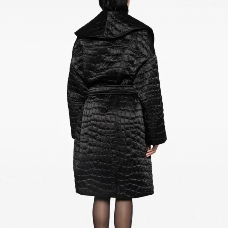 HKSH Herbst Winter Neue Frauen Flut Gepolsterte Mantel drehen-unten Kragen Bund Casual Cape High Street Chic Warme Baumwolle jacke HK10652