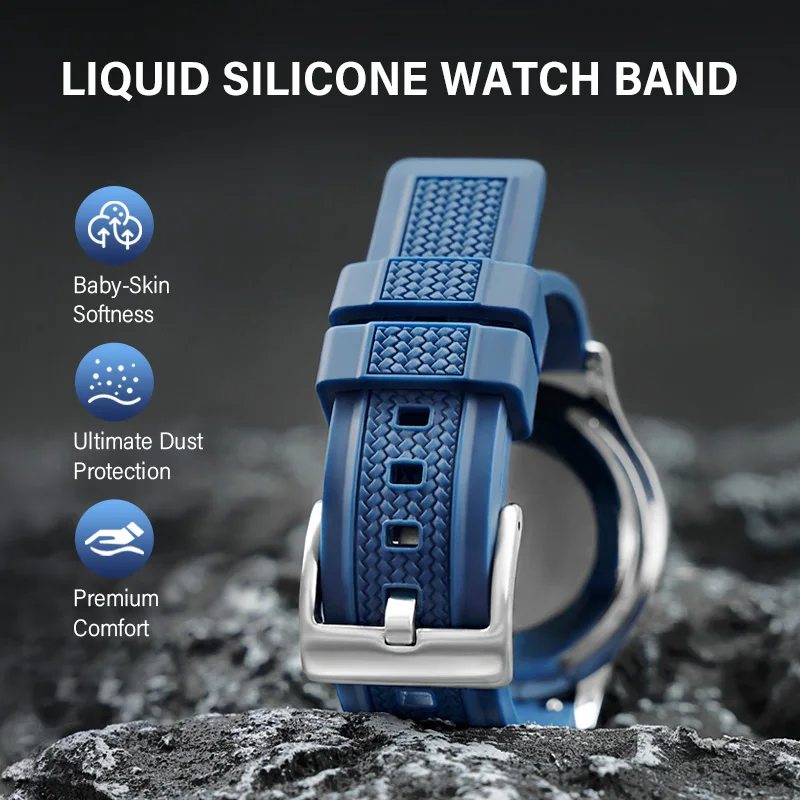 Liquid Silicone Woven Pattern Strap 20/22mm Adjustable Universal Replacement Strap Waterproof Breathable Sports Strap