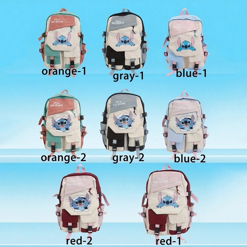 

Рюкзак Disney Lilo & Stitch, унисекс, лоскутный холщовый рюкзак, школьная сумка с героями мультфильмов, аниме для подростков, женщин и мужчин, несколько цветов