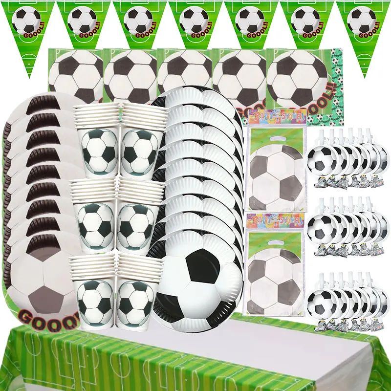 Soccer Birthday Decoration Children\'s Football Birthday Party Decor Supplies Tableware Plates Cups Tablecloth Balloon Backdrop