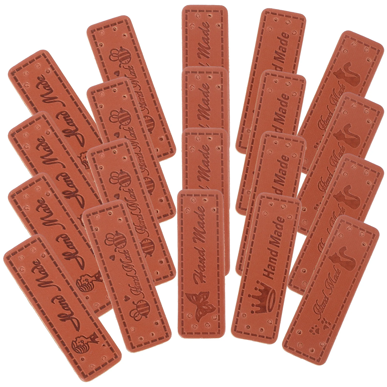 

100Pcs Cartoon Handmade PU Sewing Labels for Handmade Clothes Crochet Tags DIY Apparel Decoration Craft Accessories