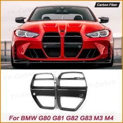 Dry Carbon Fiber For BMW G80 G81 M3 G82 G83 M4 2021+ Front Bumper Grille Air Vent Covers Car Bumper Bodykit Racing V Style FRP