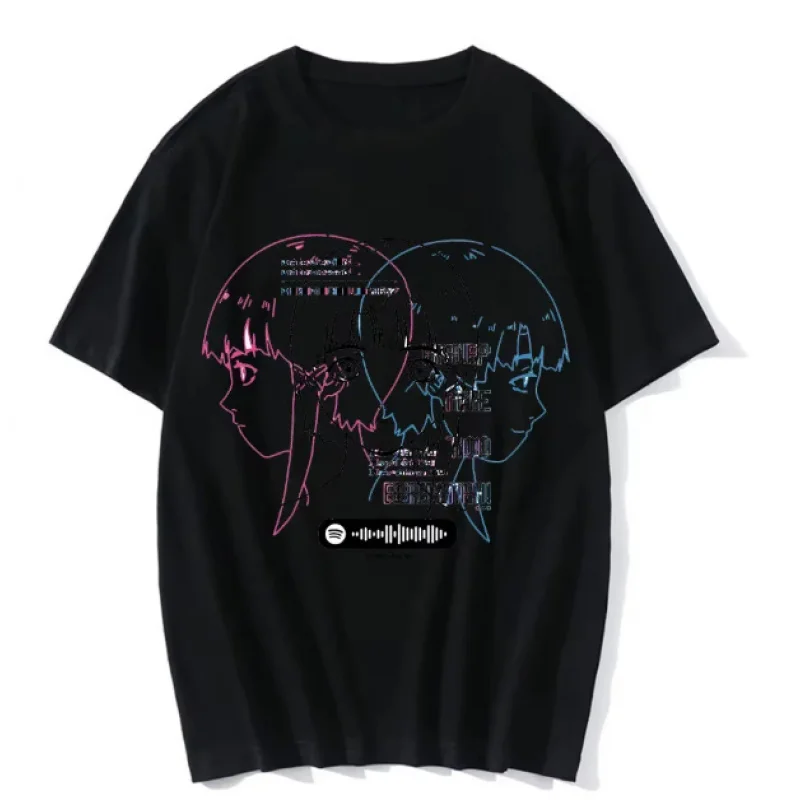 Anime Serial Experiments Lain T-Shirt Men Women Graphic T Shirts Unisex Iwakura Manga Girl Sci Fi Short Sleeve Tee Tops