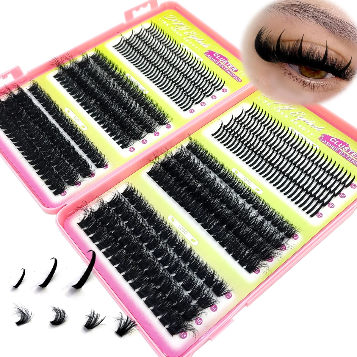60D-200D Bottom Spike Lash Cluster Lash Cluster Volume Single Lash Cluster Extended Tip Lash Cluster DIY Fairy/Manga Lash eyelas