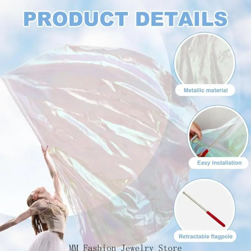 1 مجموعة أعلام العبادة نصف دائرة (1 قطعة العلم + 1 قطعة قضيب مرن) للرقصات الكنيسة الثناء أعلام الرقص للعبادة #5