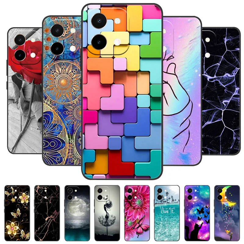 for Vivo Y28 4G Case V2352 Soft TPU Silicone Phone Covers for Vivo Y28 Y 28 VivoY28 4G Case 6.68'' Bumper Shockproof Coque Cover