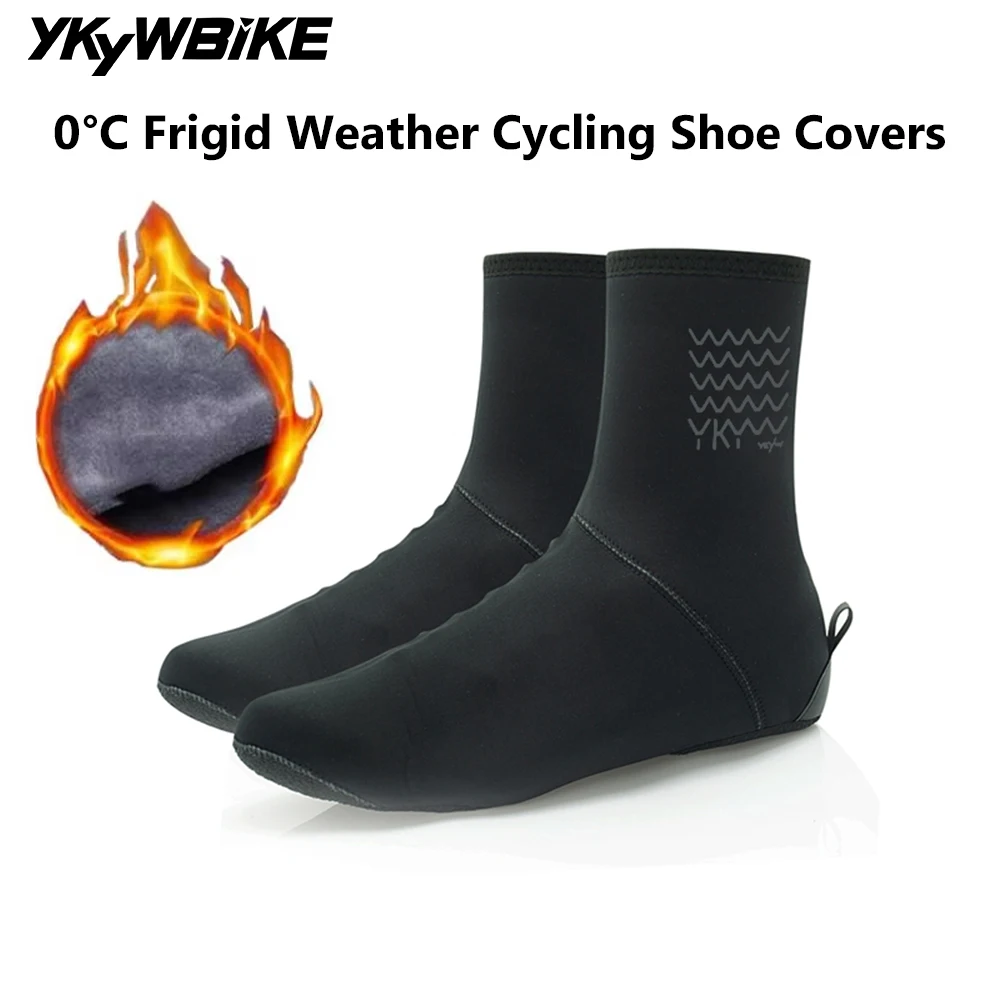 

YKYWBIKE Deep Winter Waterproof Cycling Shoes Cover Reflective Thermal Elastic Rainproof thicker Shoe Cover Cycling Overshoes