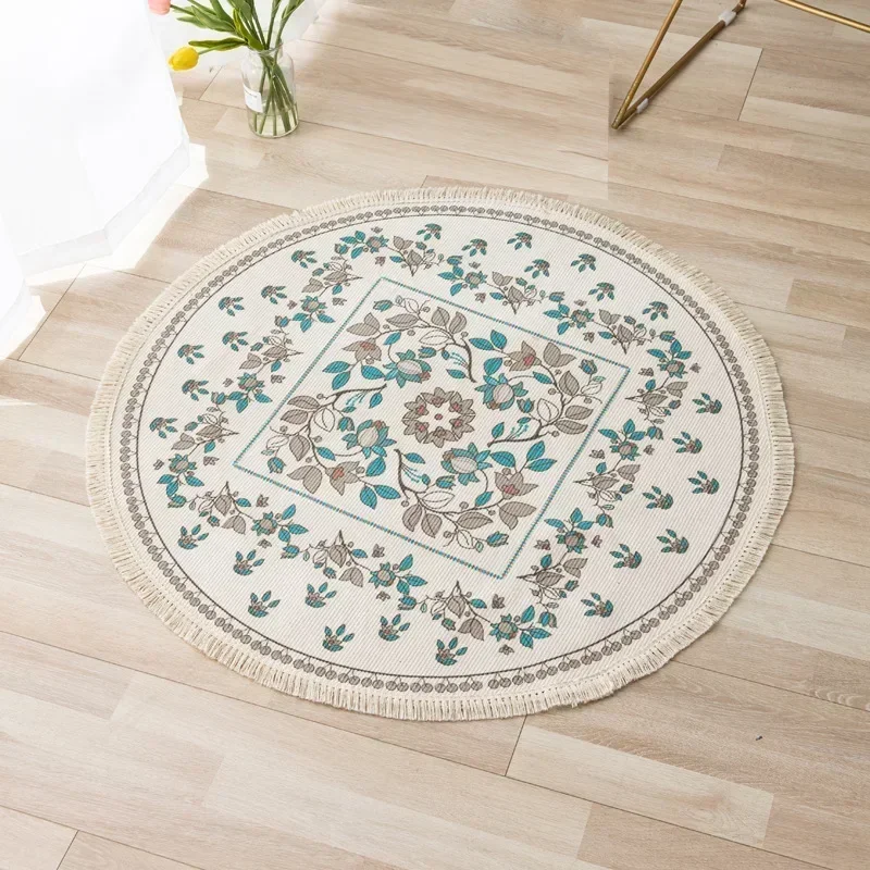 Bohemian Round Rug Woven Round Floor Mat Coffee Table Rug Nordic Home Decor Bedroom Cloakroom Dresser Rocking Chair