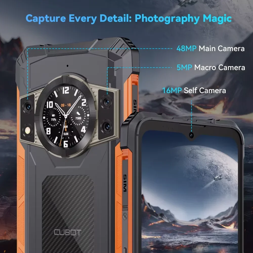 Cubot KINGKONG ACE 2 16GB (6+10)+128GB هاتف ذكي متين رفيع للغاية، 5100 مللي أمبير، 48 ميجابكسل، شاشة 6.56 بوصة 90 هرتز، NFC، Android 14