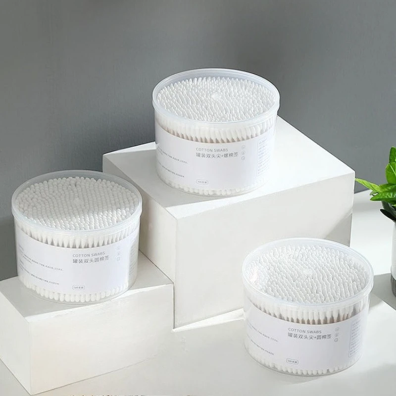 New 500PCS Disposable Cotton Swab Box with Double End Round Head for Makeup Makeup Removal Daily Cleaning Pet Care Multi-purpose