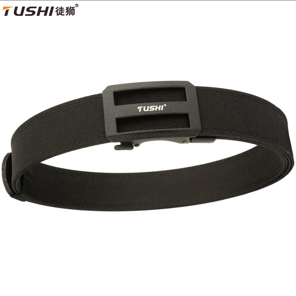 TUSHI Hard 3.8 Wide Thickened gun hanging double-layer nylon cloth belt versatile outdoor tactical automatic buckle men's belt