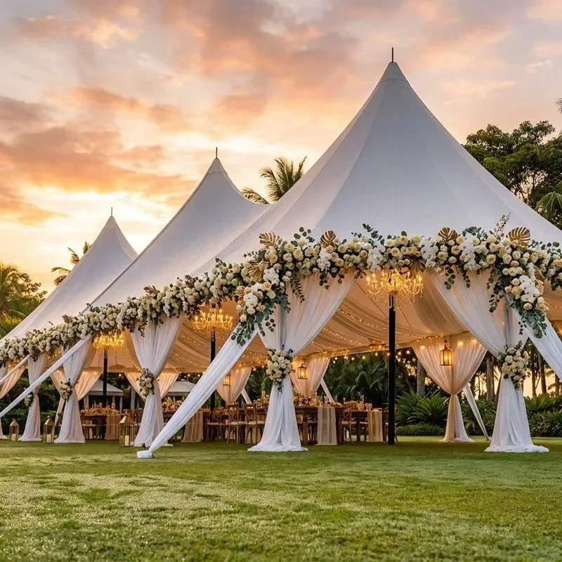 Large 20x8.6m Double Multi Canopy Awning Oxford Cloth Steel Frame for Beach Events Festivals Weddings