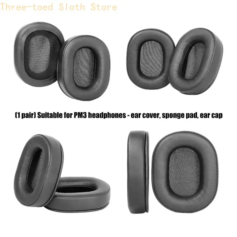 EarCup-Ohrpolster-Reparaturset für PM3-Kopfhörer, Paar Ersatz-Ohrpolster aus schwarzem Schaumstoff zum Abziehen oder Abflachen – Detail 3