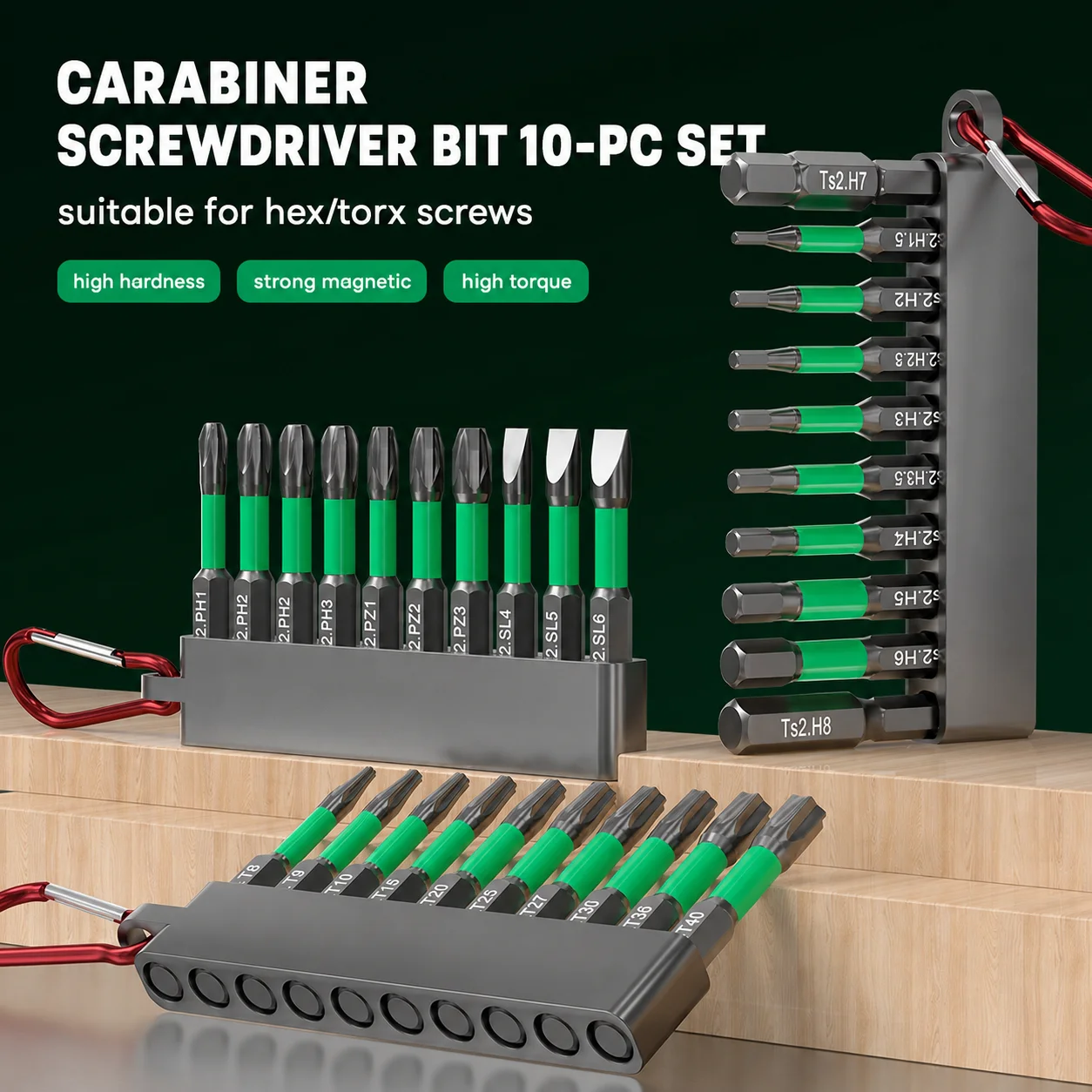 10PCS Impact Bits Driver Set 2'' Magnetic S2 Steel Color Phillipes/square/slotted Drill Screwdriver Coded a Base Accessories