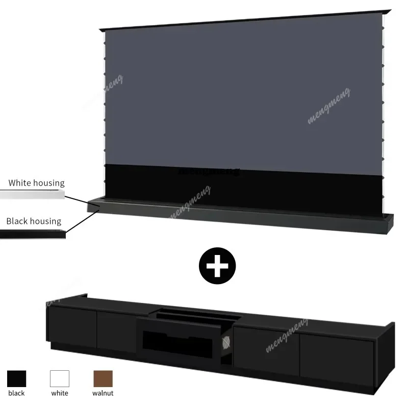 X188 120'' Black Smart Laser TV Cabinet +UST ALR Projector Screen Motorized Floor Rising Screen for Ultra Short Throw Laser Proj view 4