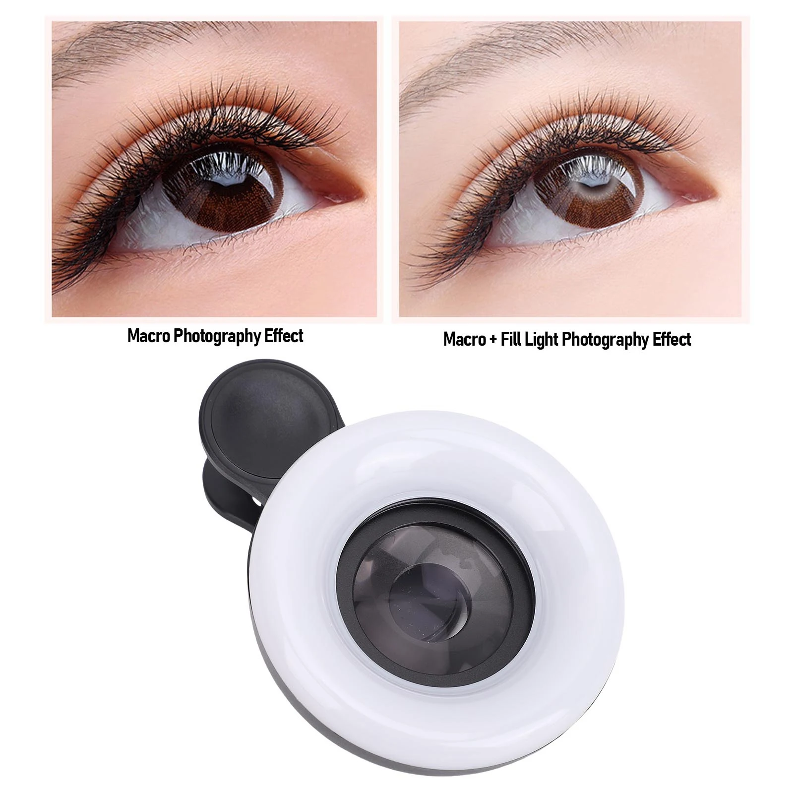 Macro Photography Lens Phone Macro Lens with LED Fill Light 15X High Definition Lens for Eyelashes Jewelry Detail Photography