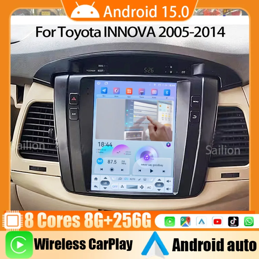 Android 15 Car Stereo For Toyota INNOVA 2005 2006 2007 2008-2014 2Din Carplay Car Radio Multimedia Video Player GPS Navigation