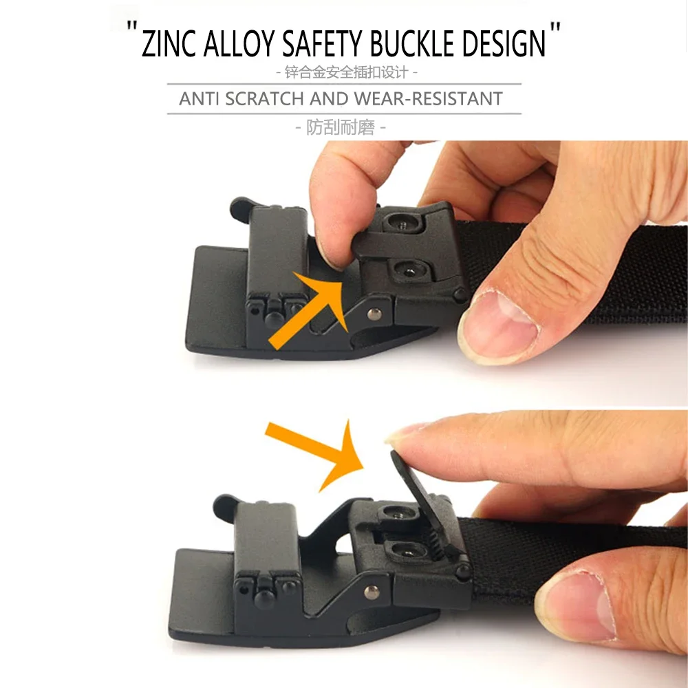 TUSHI Brand Double Layered Thickened Tactical Belt Men's Enthusiasts Outdoor Nylon 3.8 Upgraded Automatic Buckle Gun