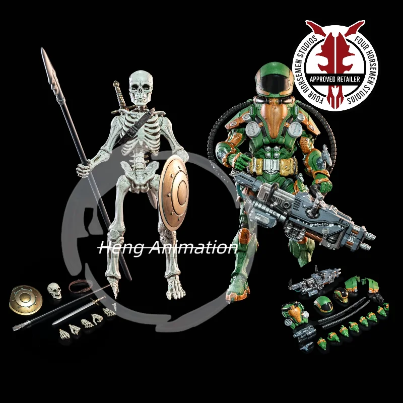 

Четыре всадника, 24-летняя ограниченная серия, зеленый тяжелый пистолет, тяжелый пистолет, скелет, 7-дюймовые подвижные фигурки, коллекционные украшения, подарки