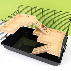 Wooden Hamster Platform for Cage with Ladder Anti-Bite Double Layer Dwarf Rat Guinea Pig Chinchilla Climbing Toy Cage Accessorie