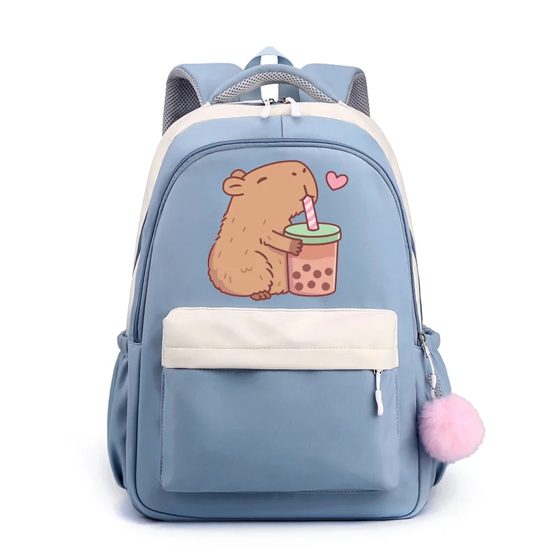 Mochila escolar con diseño de Apibara para niñas y niños, mochila escolar de dibujos animados de Apybara Harajuku, mochila con cremallera de gran capacidad