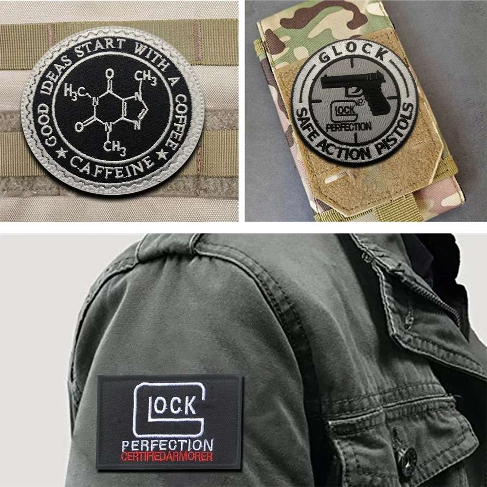 Glock Target Embroidery Patch Hook&Loop Tactical Rubber Pistol Badge Military Fan Armband on Backpack DIY Baseball Cap Applique