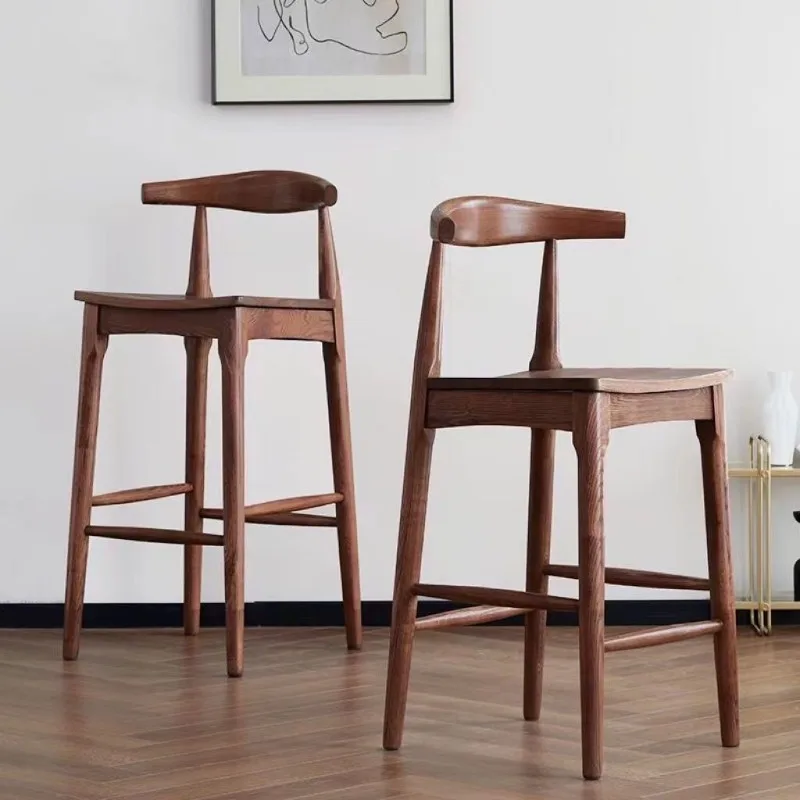 

Walnut Wooden Nordic Bar Stools Back Island High Minimalist Sturdy Bar Stools Dining Buch Modern Sillas De Comedor Furniture