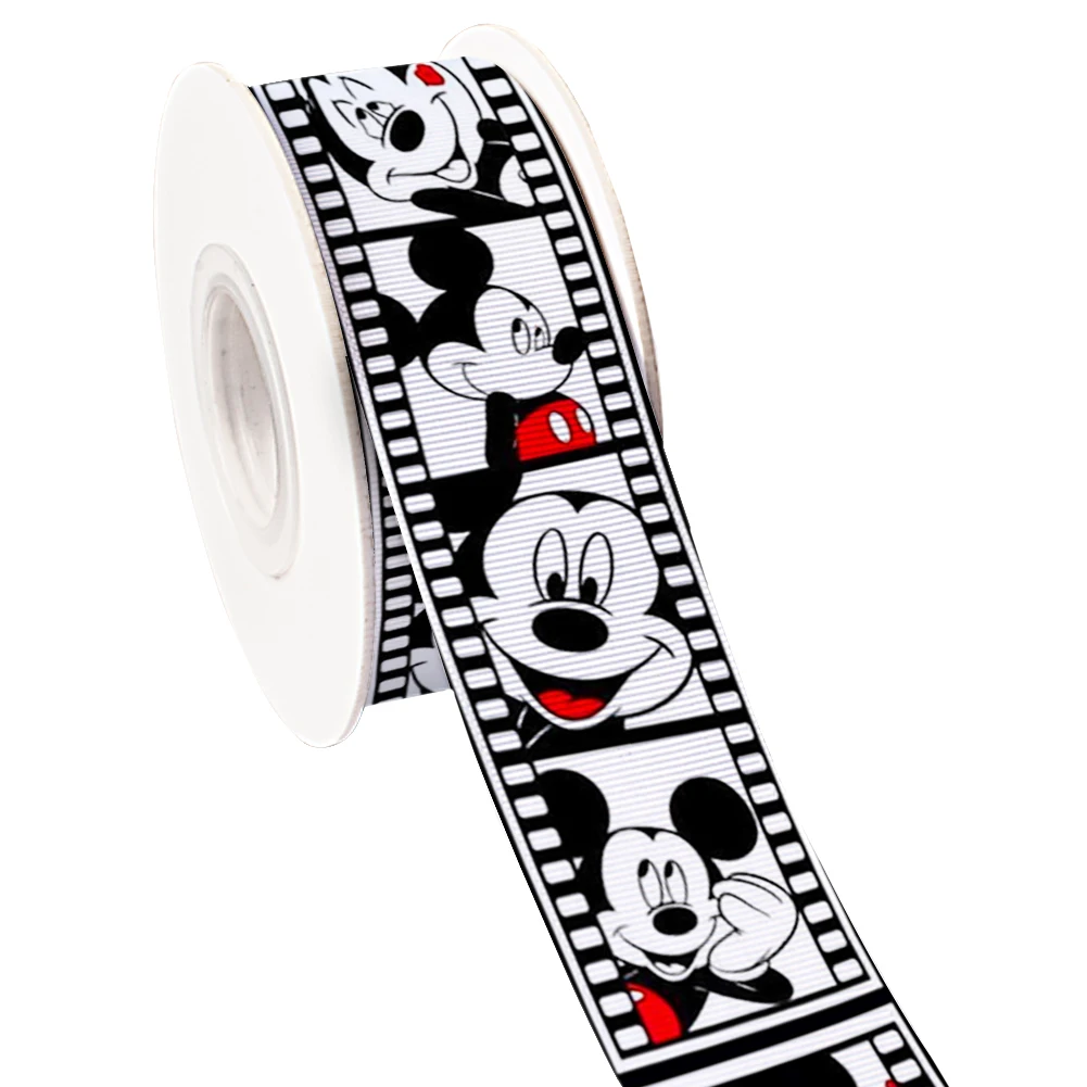 Wstążka rypsowa z nadrukiem Cartoon Disney Mickey Minnie 5 jardów na DIY do włosów kokardki wesołe imprezy