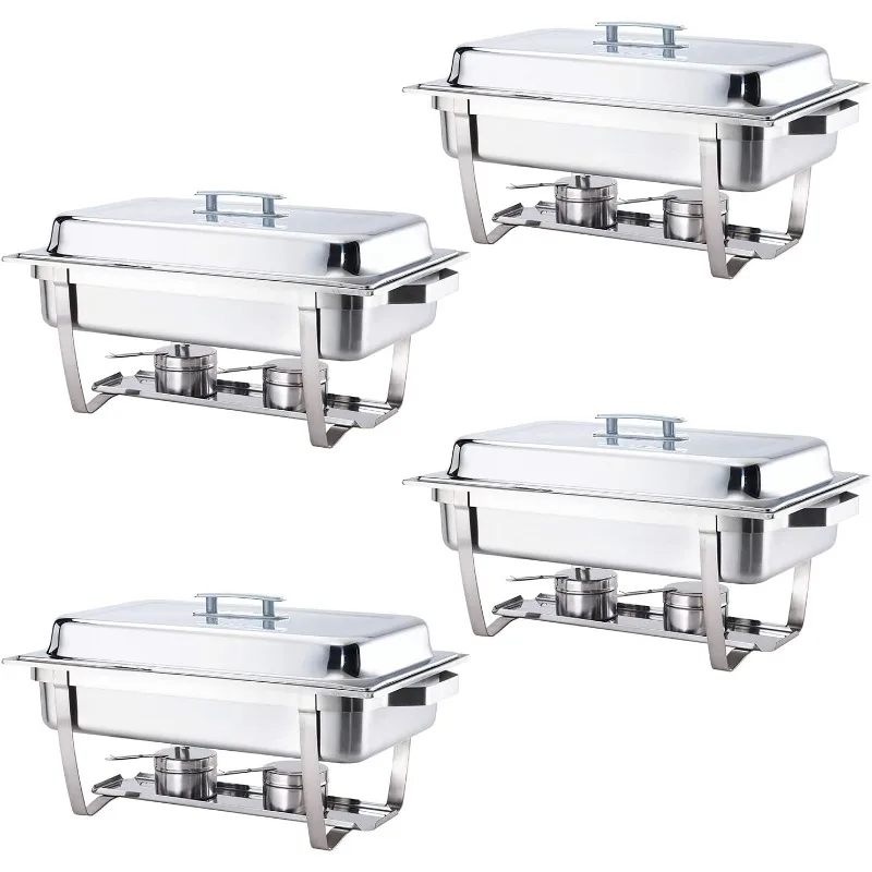 

70014-GRAY 4 Pack 8QT Chafing Dish High Grade Stainless Steel Chafer Complete Set, 8 QT, Alpine Gray Handle