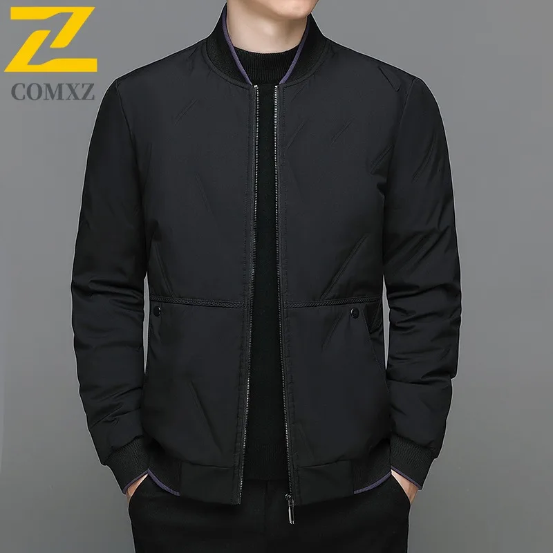 COMXZ 2025 Winter Down Jacket Men Korean Stylish Thick White Duck Down Warm Coat Casual Ski Camping Cold Proof Parka Puffer