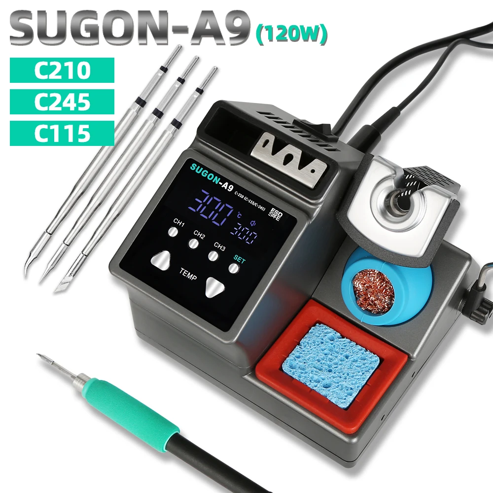 Stacja lutownicza SUGON-A9 kompatybilna oryginalna grot lutowniczy 210/245/115 uchwyt bezołowiowa elektroniczna stacja lutownicza