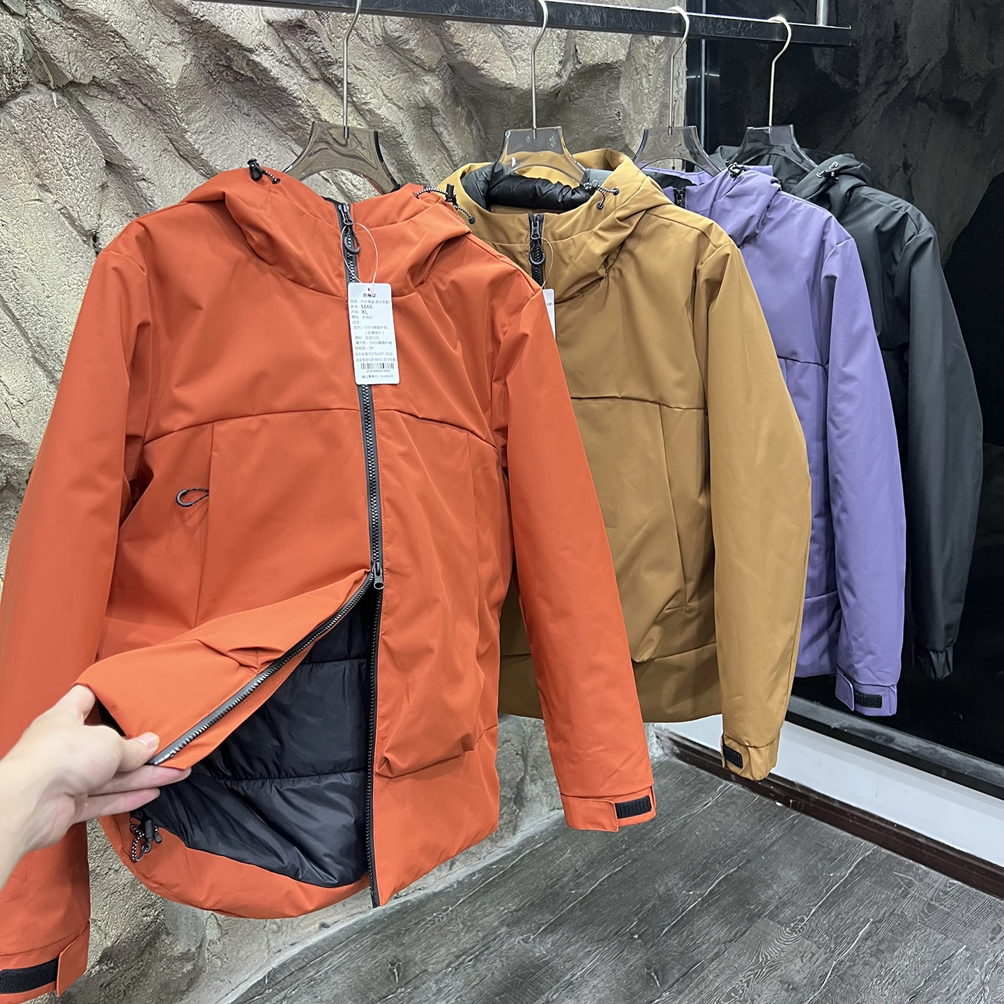 الشباب الرجال في الهواء الطلق القطن Jaet مقنعين يندبروف مقاوم للماء الخريف الشتاء معطف ألياف البوليستر سستة إغلاق الوقوف صالح