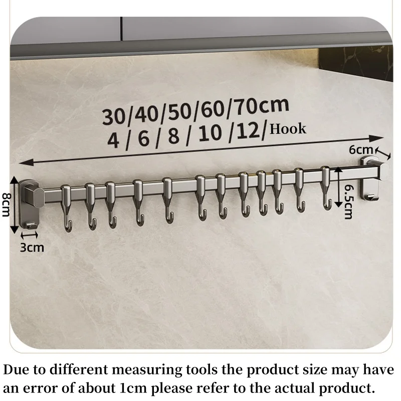 Kitchen Hook Punch-free Hanging Rod Spovel Hanger Row Hook Multifunctional Wall-mounted Storage Knife Holter
