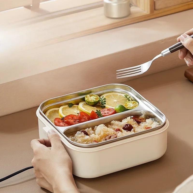 

Портативный электрический ланч-бокс из нержавеющей стали 316, быстрый нагрев, два отделения, не требует воды