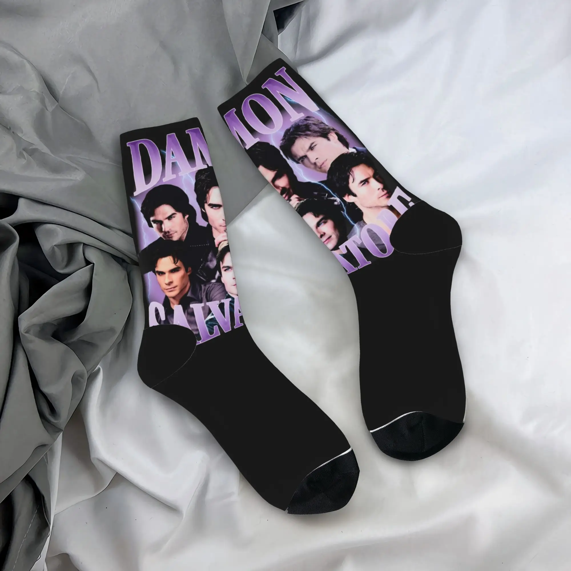 New Male Men Socks Hip Hop Damon Salvatore 90s Bootleg Vintage  Sock Graphic Women Socks Spring Summer Autumn Winter