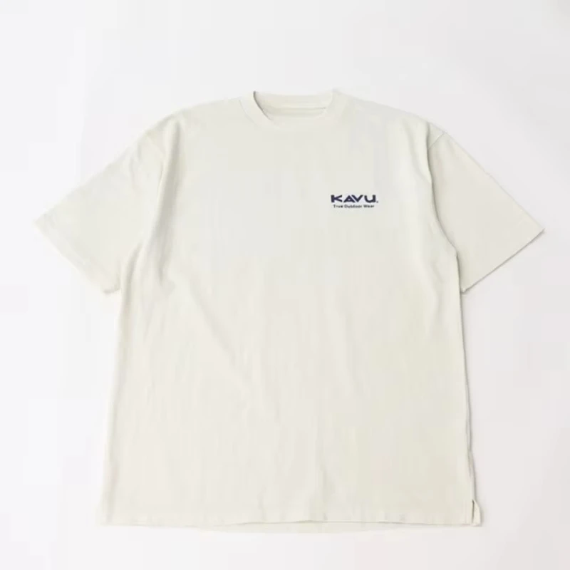 KAVU اليابانية في الهواء الطلق المحملة الرجال النساء غسلها القطن فضفاضة تناسب خريطة طباعة جولة الرقبة قصيرة الأكمام الصيف الشارع الشهير