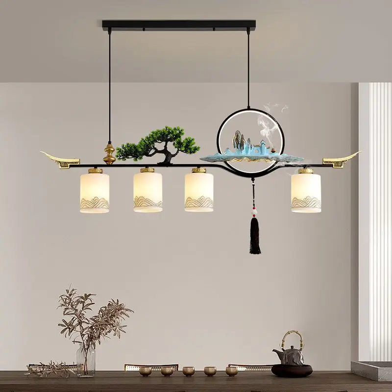 New Chinese tea room tea table Pendant Lights Zen Chinese restaurant office tea table lamp Chinese style retro front desk lamps