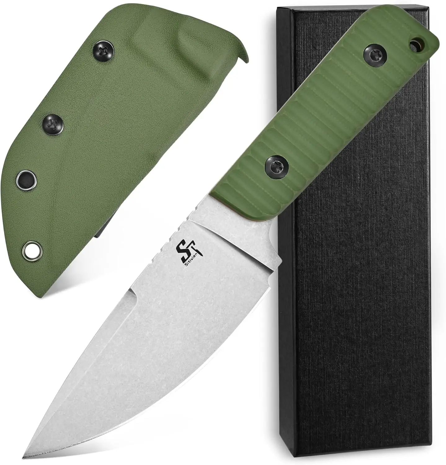 Sitivien ST14 Fixed Blade Knife AUS-10 Steel Blade G10 Handle Full Tang Knife EDC Tool Knife for Outdoor Camping Hiking Hunting