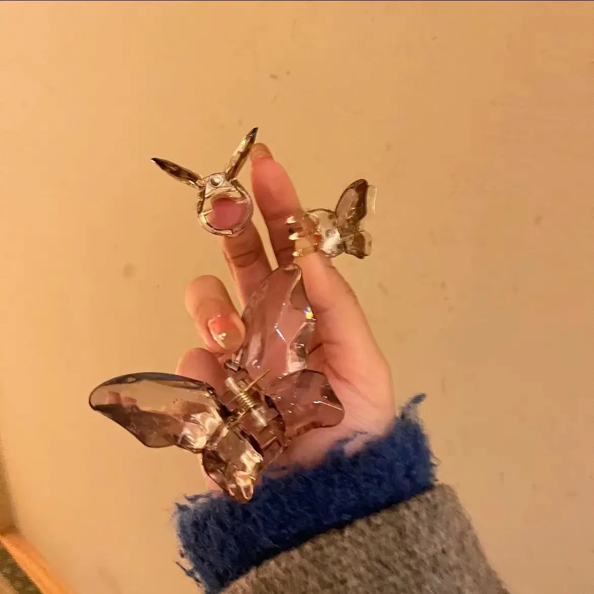 3Pcs/set Sweet Transparent Butterfly Hair Claw Clip  Clamp Hairpin Barrette Women Girl Temperament Headwear Party Accessories