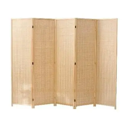 Folding Room Divider 120*50cm 4 Panel Bamboo Screen Removable Storage Shelve Hinged Privacy Screen Portable Foldable Divider