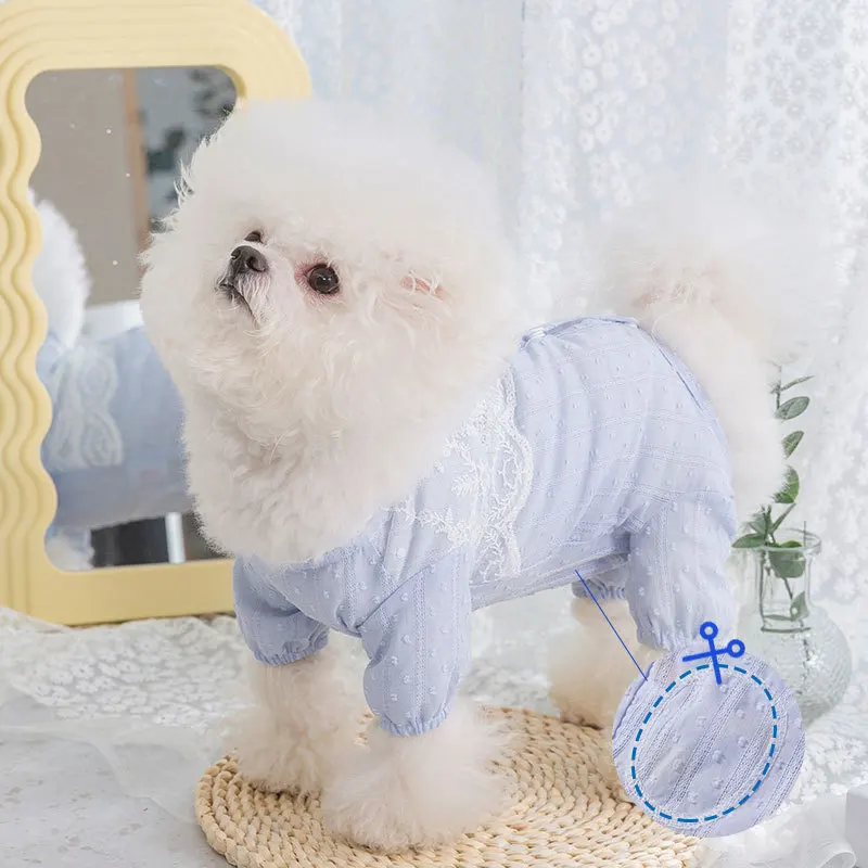 Romantic Lace Than Bear Pajamas Summer Puppy Home Clothes Four-legged Bag Belly Clothes Air Conditioning Clothes XS-XL