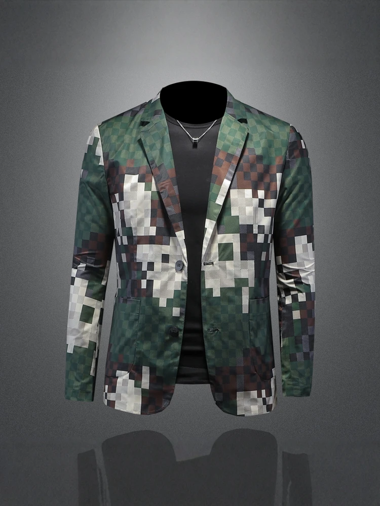 

Casual Camouflage Cheered Men's Suit Jaet Spring 2025 Large Size Single Piece Upper Apparel Busin Casual Sle Long Sl...