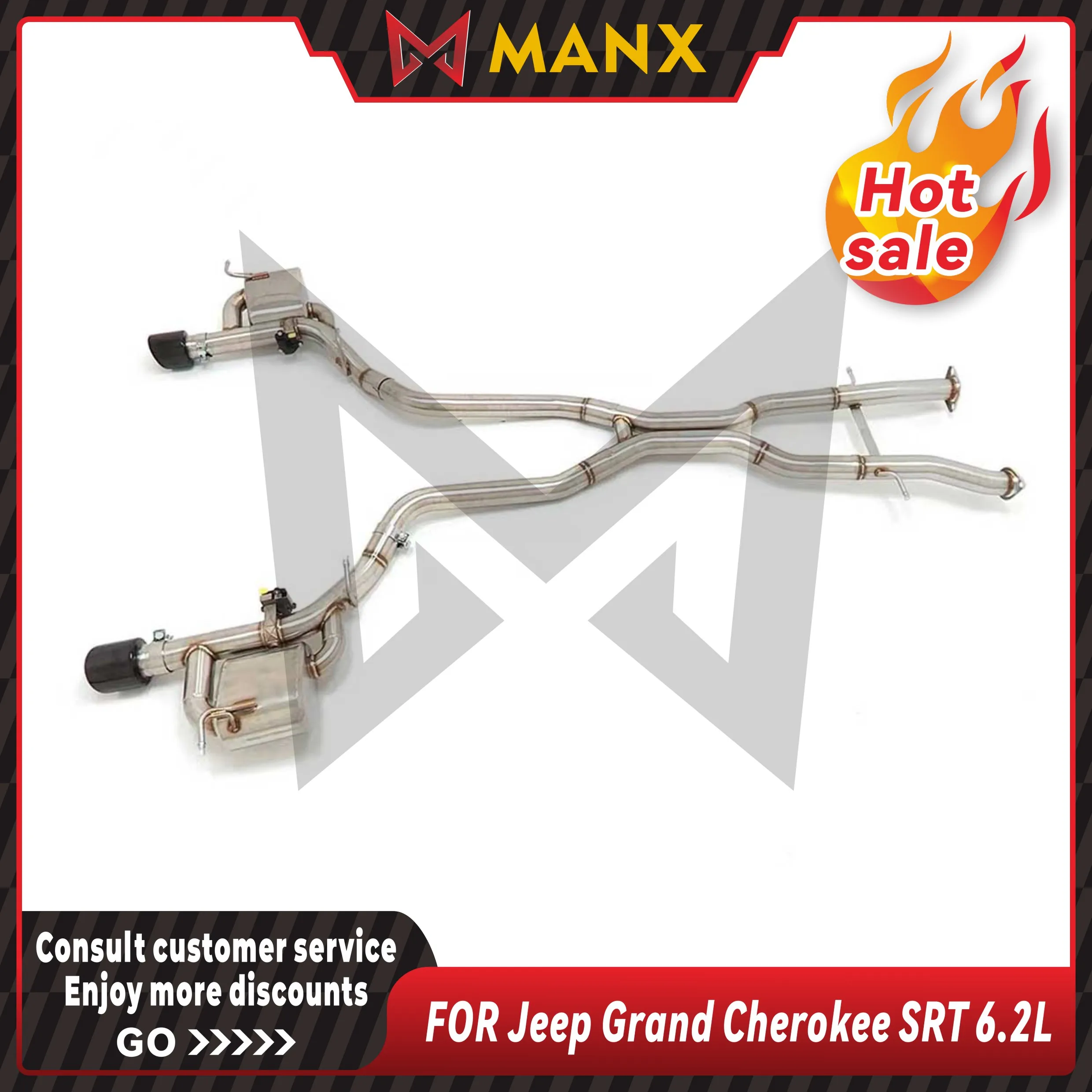 MANX Car Exhaust system for Jeep Grand Cherokee SRT 6.2L Stainless steels Catback exhaust pipe with remote control valve